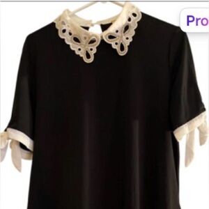 Misia Black and White Blouse with Lace Detail